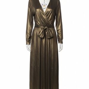 Nina Parket Black and Gold Long Sleeve Dress/Wrap with Belt